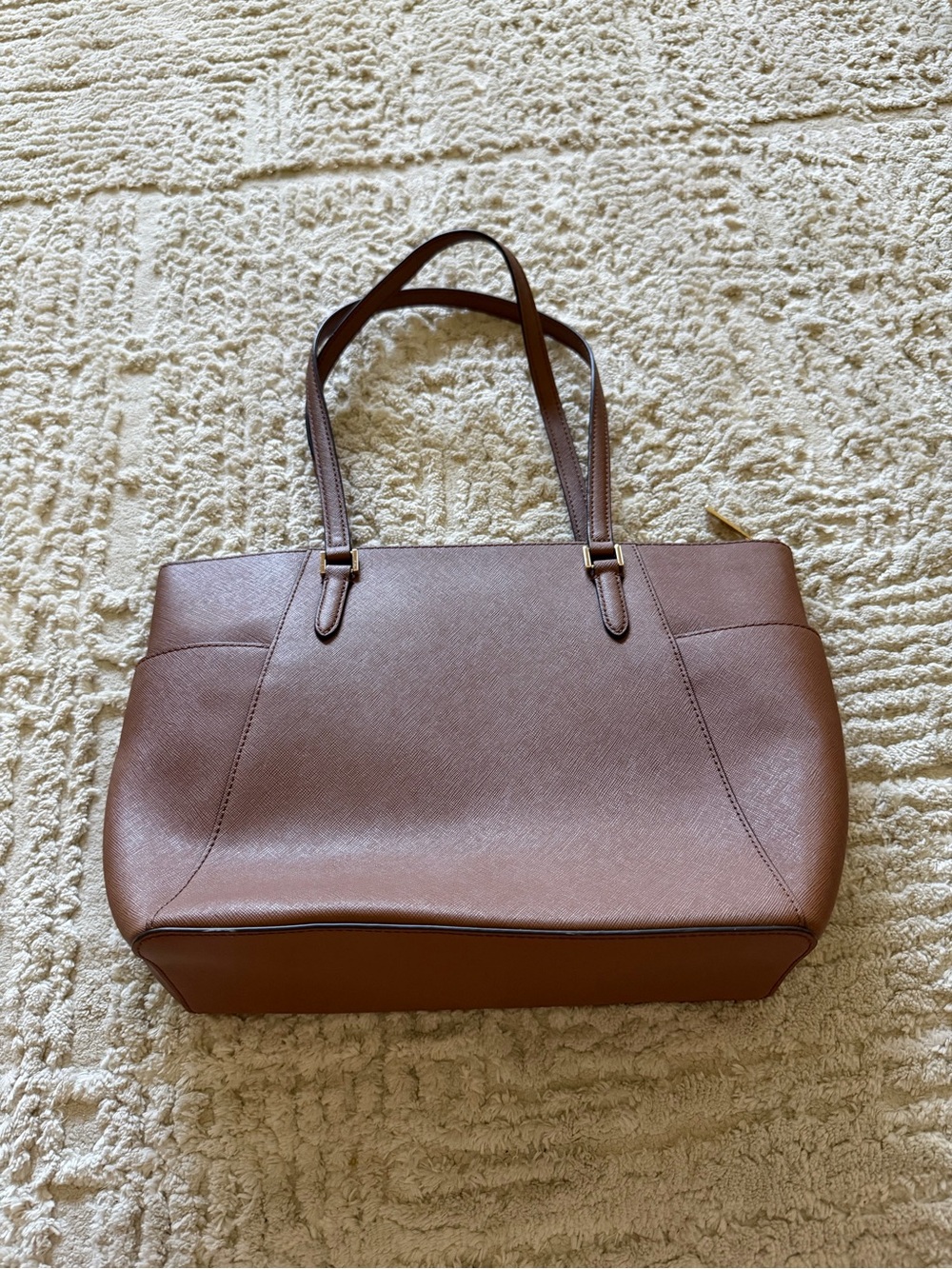 Michael Kors Charlotte Top Zip Tote Brown Saffiano Leather - Picture 4 of 9